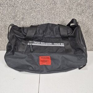 True Religion Duffle Bag Black Gym Shoulder Strap Multi-Pockets